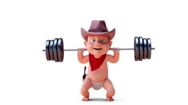 Çizgi film karakteri, ağırlıklı kovboy bebeğin 3 boyutlu animasyonu. 