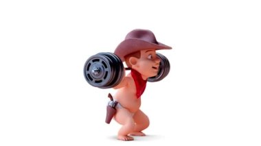 Çizgi film karakteri, ağırlıklı kovboy bebeğin 3 boyutlu animasyonu. 