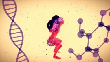 Röntgenci bir adamın 3 boyutlu animasyonu çömeliyor.