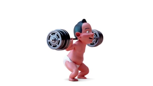Animation Cartoon Character Indian Baby Weights — Stock Video