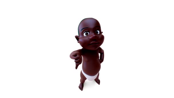 Animação Bebê Personagem Desenho Animado Com Polegar Para Baixo — Vídeo de Stock