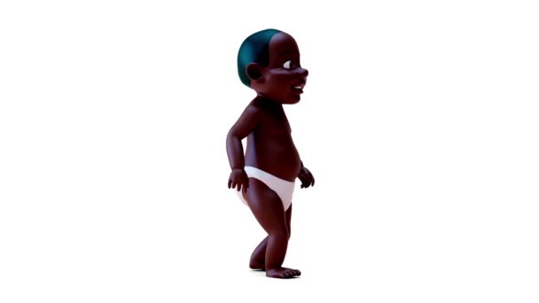 Animation Ενός Χαρακτήρα Κινουμένων Σχεδίων Μωρό Περπάτημα — Αρχείο Βίντεο