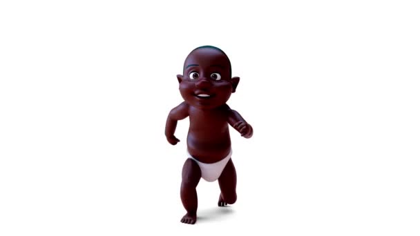 漫画のキャラクターの赤ちゃんの3Dアニメーションが実行中 — ストック動画