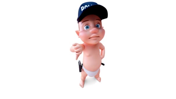 親指の下で漫画のキャラクターの赤ちゃんの3Dアニメーション — ストック動画