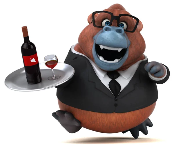 Fun Orang Outan Wine Illustration — Stock Fotó