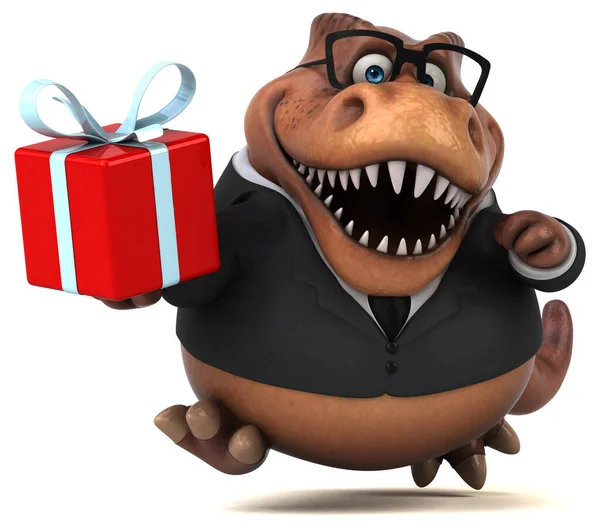 Trex Divertente Con Regalo Illustrazione — Foto Stock