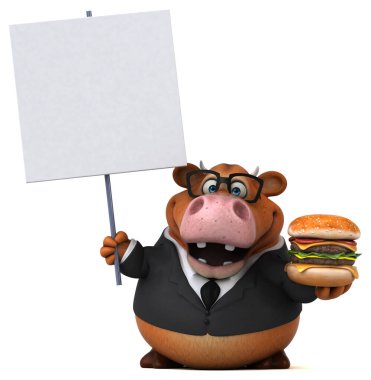Burger - 3d çizim ile eğlenceli inek