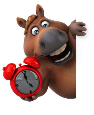 Saatli eğlenceli at - 3D Görüntü