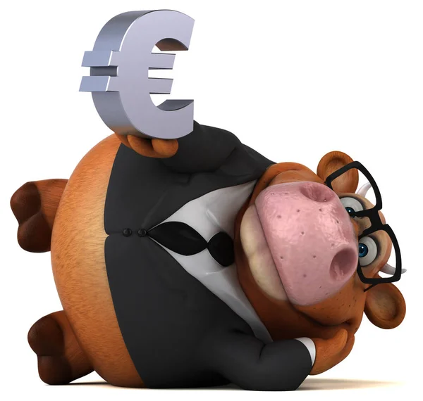 Mucca Divertente Con Euro Illustrazione — Foto Stock