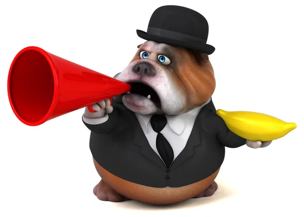 Kul Bulldogg Med Banan Illustration — Stockfoto