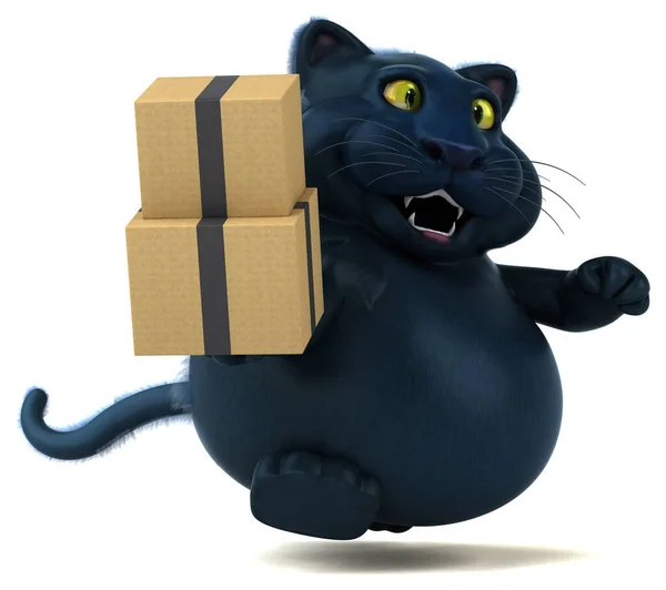 Gato Divertido Con Cajas Ilustración —  Fotos de Stock