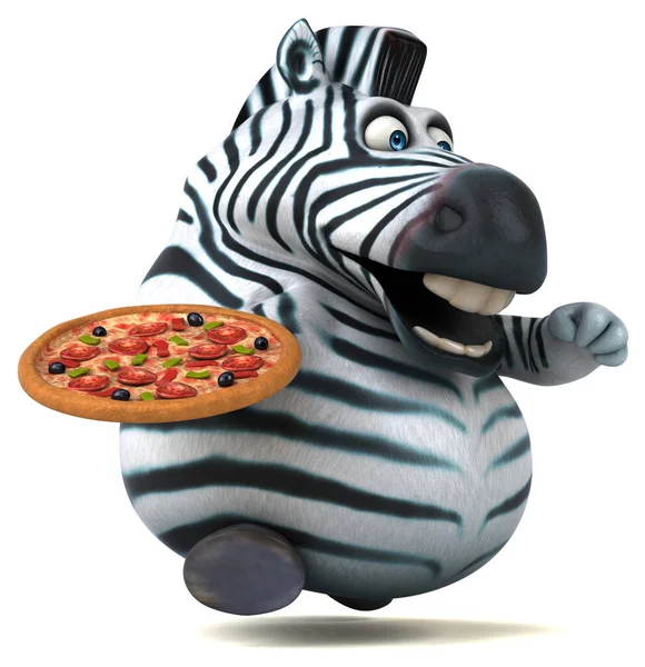 Zabawna Zebra Pizzą Ilustracja — Zdjęcie stockowe