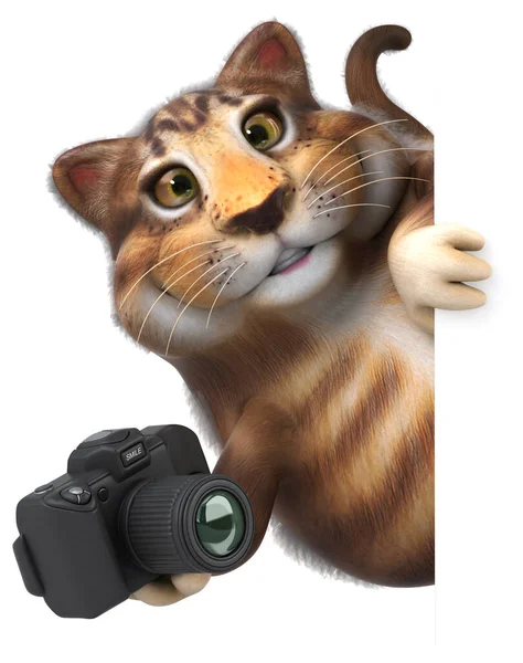 Leuke Kat Met Camera Illustratie — Stockfoto