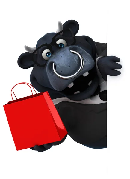 Zwarte Stier Met Tas Illustratie — Stockfoto