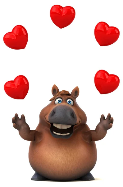 Cavalo Divertido Com Corações Ilustração — Fotografia de Stock