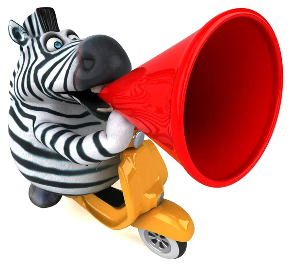 Fun Zebra Auf Roller Illustration — Stockfoto