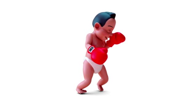 Animacja Postaci Kreskówki Baby Boxing — Wideo stockowe