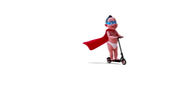 Animation Cartoon Character Baby Superhero Scooter — Stock Video © julos  #551436930