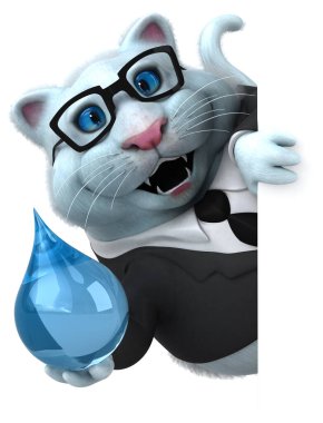 Düşürmeli eğlenceli kedi - 3D Görüntü