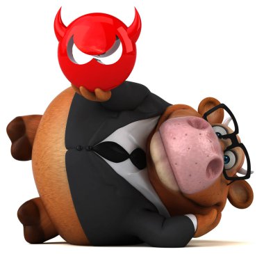 Virüslü eğlenceli inek - 3D İllüstrasyon