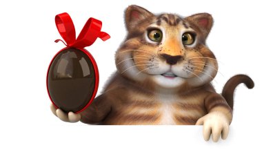 Yumurtalı eğlenceli kedi - 3D Görüntü