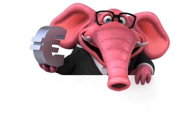 Roze Olifant Met Euro Illustratie — Stockfoto