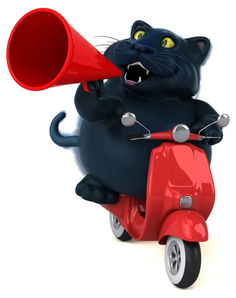 스쿠터 삽화에 나오는 재미있는 고양이 — 스톡 사진