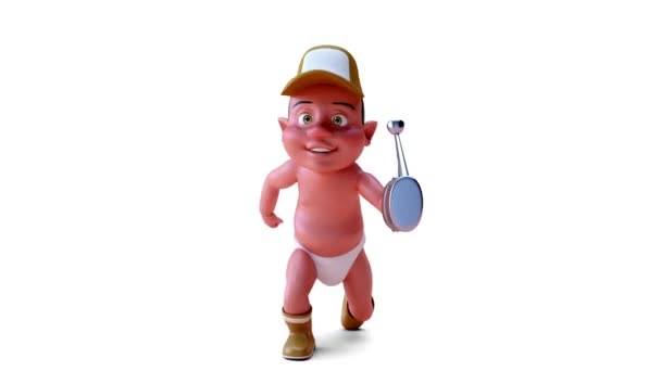 Animasi Dari Karakter Kartun Bayi Laki Laki Dengan Air Dapat