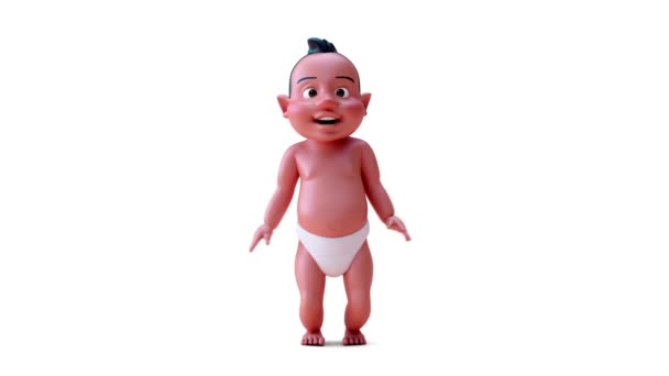 Animering Tecknad Karaktär Baby Pojke Hoppa — Stockvideo