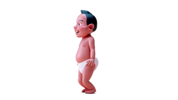 漫画のキャラクターの赤ちゃんの少年ジャンプの3Dアニメーション — ストック動画