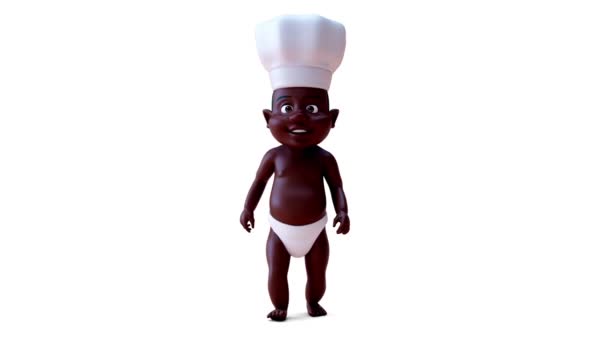 Animación Niño Personaje Dibujos Animados Sombrero Chef Caminando — Vídeo de stock