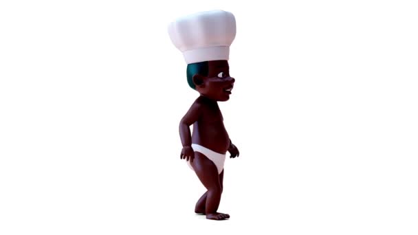 Анімація Мультиплікаційного Персонажа Хлопчика Капелюсі Шеф Кухаря — стокове відео