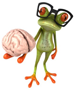 Beyni olan eğlenceli kurbağa - 3D İllüstrasyon