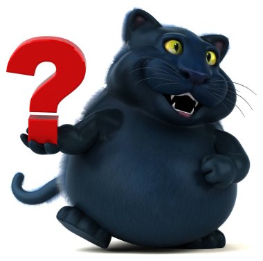 Sorusu olan eğlenceli kedi - 3D Görüntü