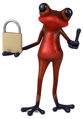 Kilitli eğlenceli kırmızı kurbağa - 3D Görüntü