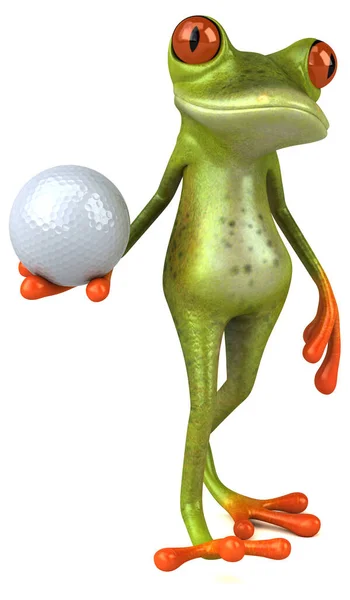 Fun Frog Mit Ball Illustration — Stockfoto