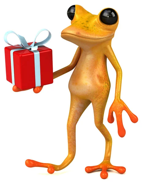 Διασκέδαση Κίτρινο Βάτραχος Δώρο Εικονογράφηση — Φωτογραφία Αρχείου