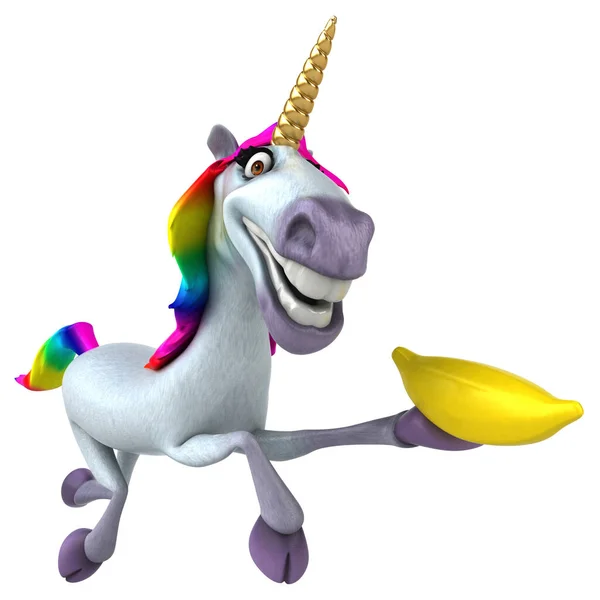 Unicornio Divertido Con Plátano Ilustración —  Fotos de Stock