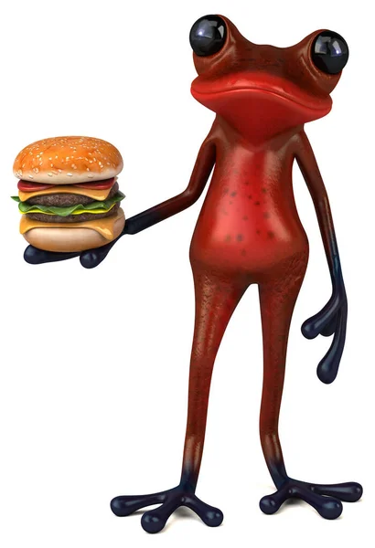 Fun Red Frog Burger Illustration — Stock Photo, Image