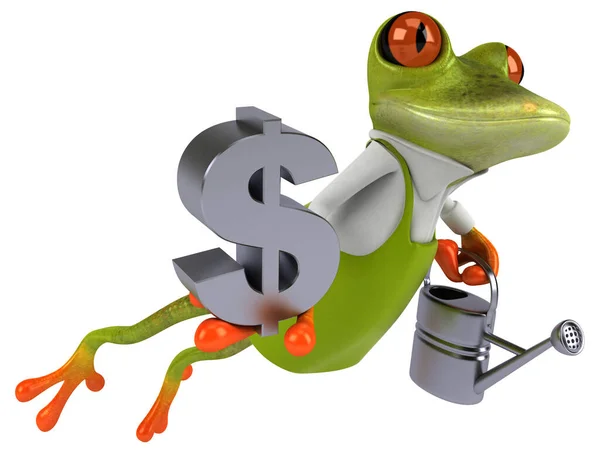 ドルで楽しいカエルの庭師 3Dイラスト — ストック写真