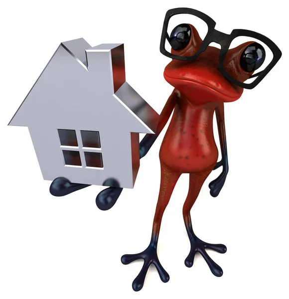 Fun Red Frog House Illustration — Stock Photo, Image