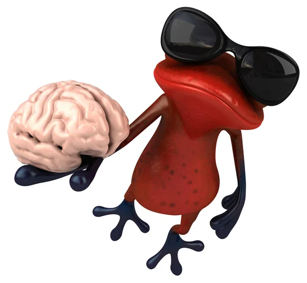 Lustiger Roter Frosch Mit Gehirn Illustration — Stockfoto