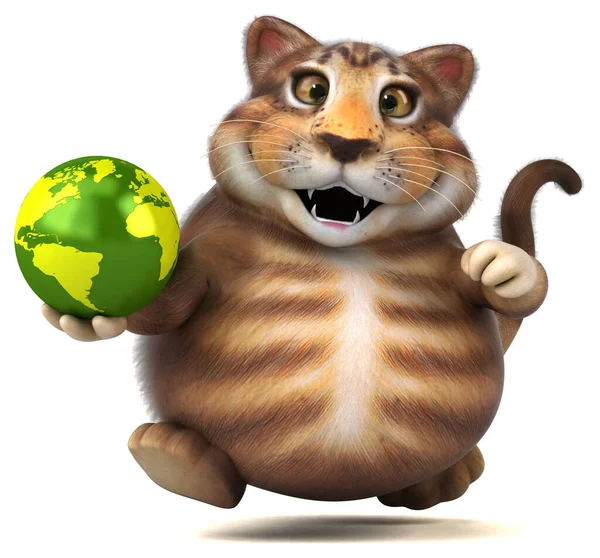 Fun Cat Globe Illustration — Stock Photo, Image