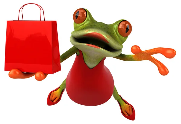 Fun Frosch Mit Tasche Illustration — Stockfoto
