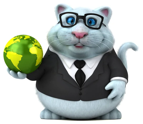 Zabawny Kot Globusem Ilustracja — Zdjęcie stockowe