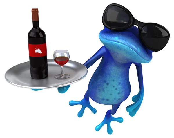 Şaraplı Eğlenceli Mavi Kurbağa Görüntü — Stok fotoğraf