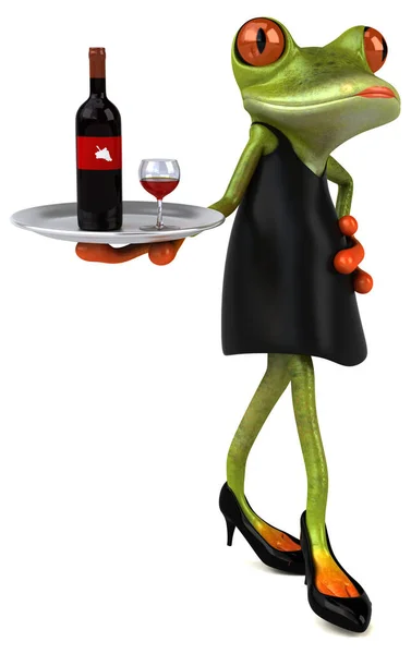 Fun Frog Wine Illustration — Stock Photo, Image