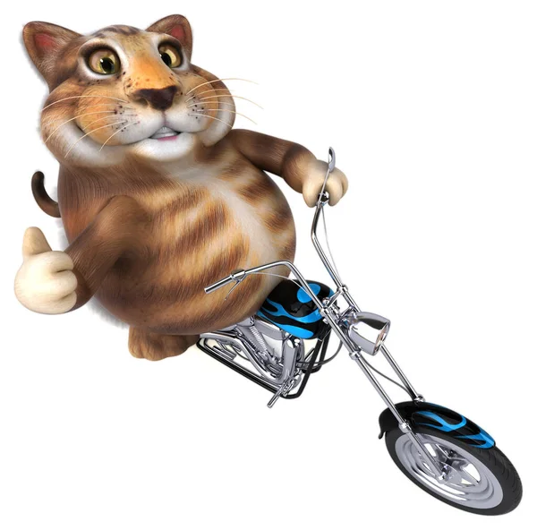 バイクで楽しむ猫 3Dイラスト — ストック写真