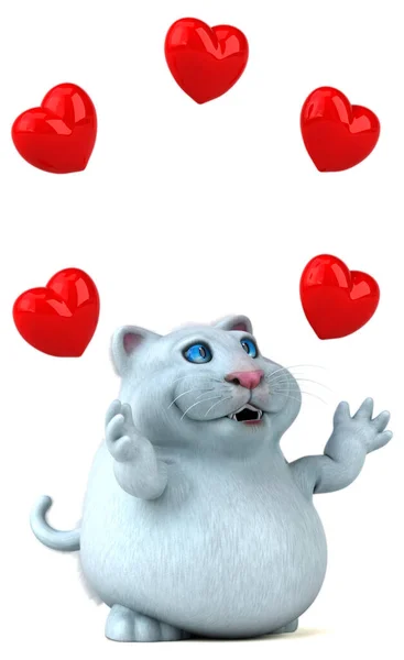 Gato Divertido Con Corazones Ilustración — Foto de Stock