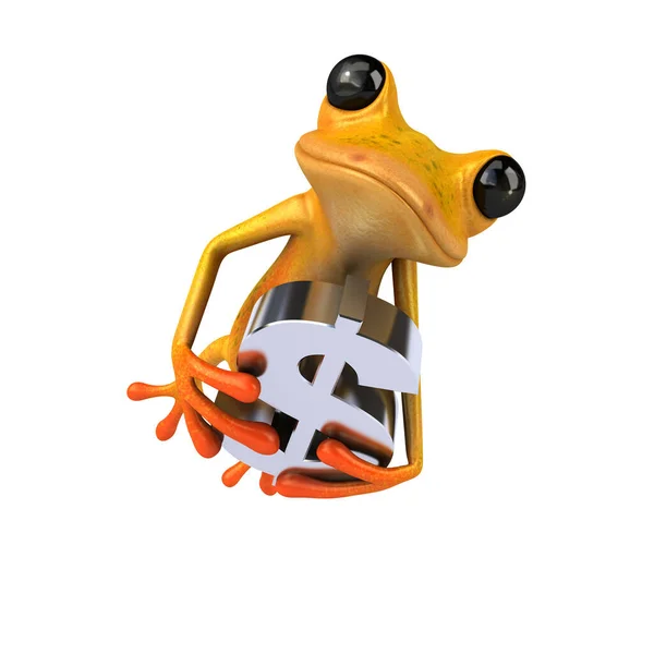 ドルでカエルを楽しむ 3Dイラスト — ストック写真